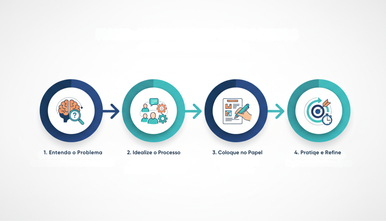 Fluxo de 4 passos do mapeamento de processos